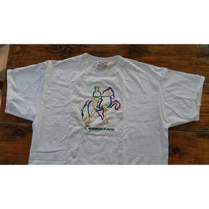 Vintage 90s TENNESSEE Equestrian Horse Rider Colorful Embroider 2XL TShirt USA